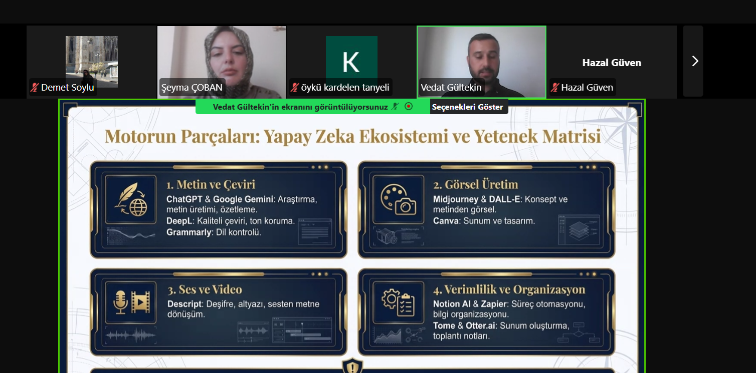 Vedat Gültekin'in Zoom'da sunum yaparken alınmış bir ekran görüntüsü