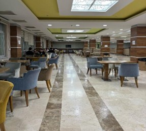 Campus outdoor seating area