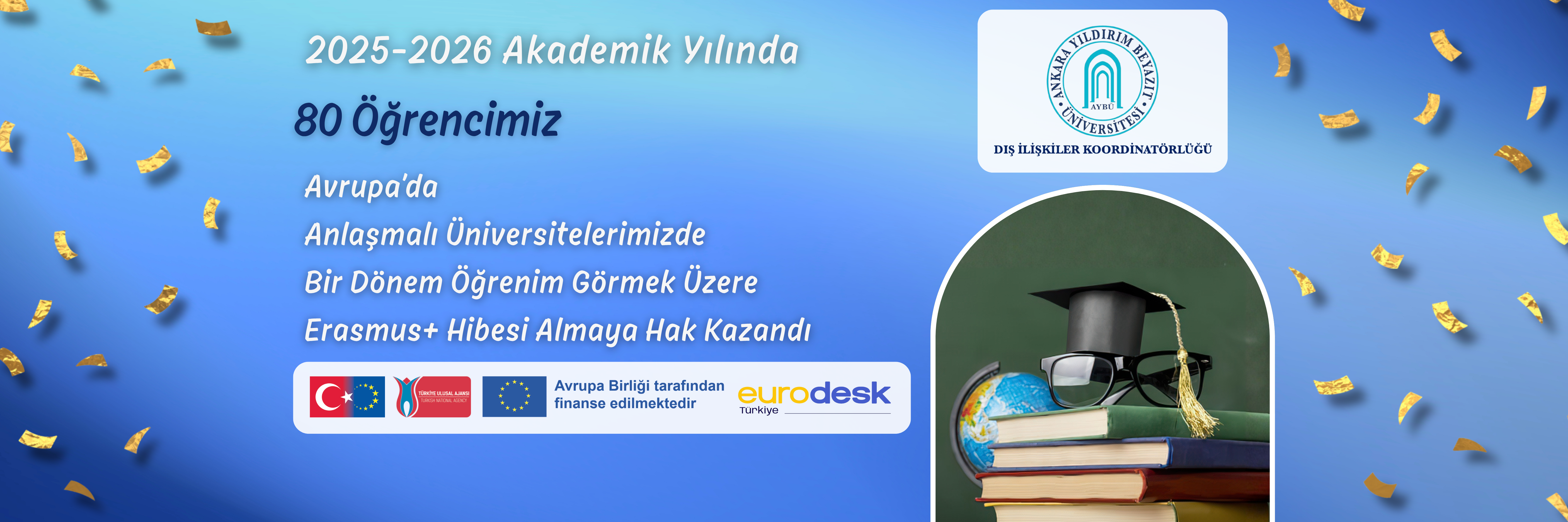 2025-2026 akademik yılında Erasmus öğrenim hareketliliği gerçekleştiren öğrenci sayısına dair bir görseldir.