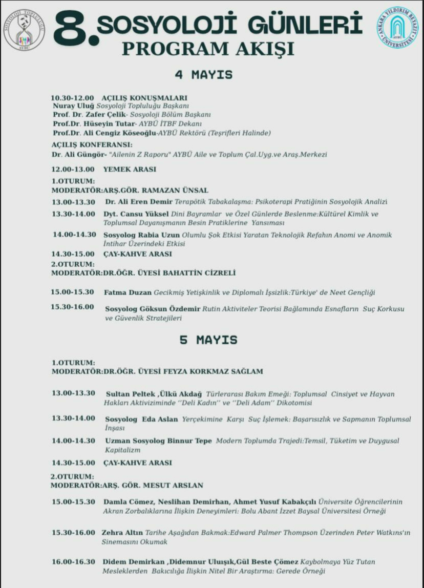 Ssoyoloji günleri faaliyet programı