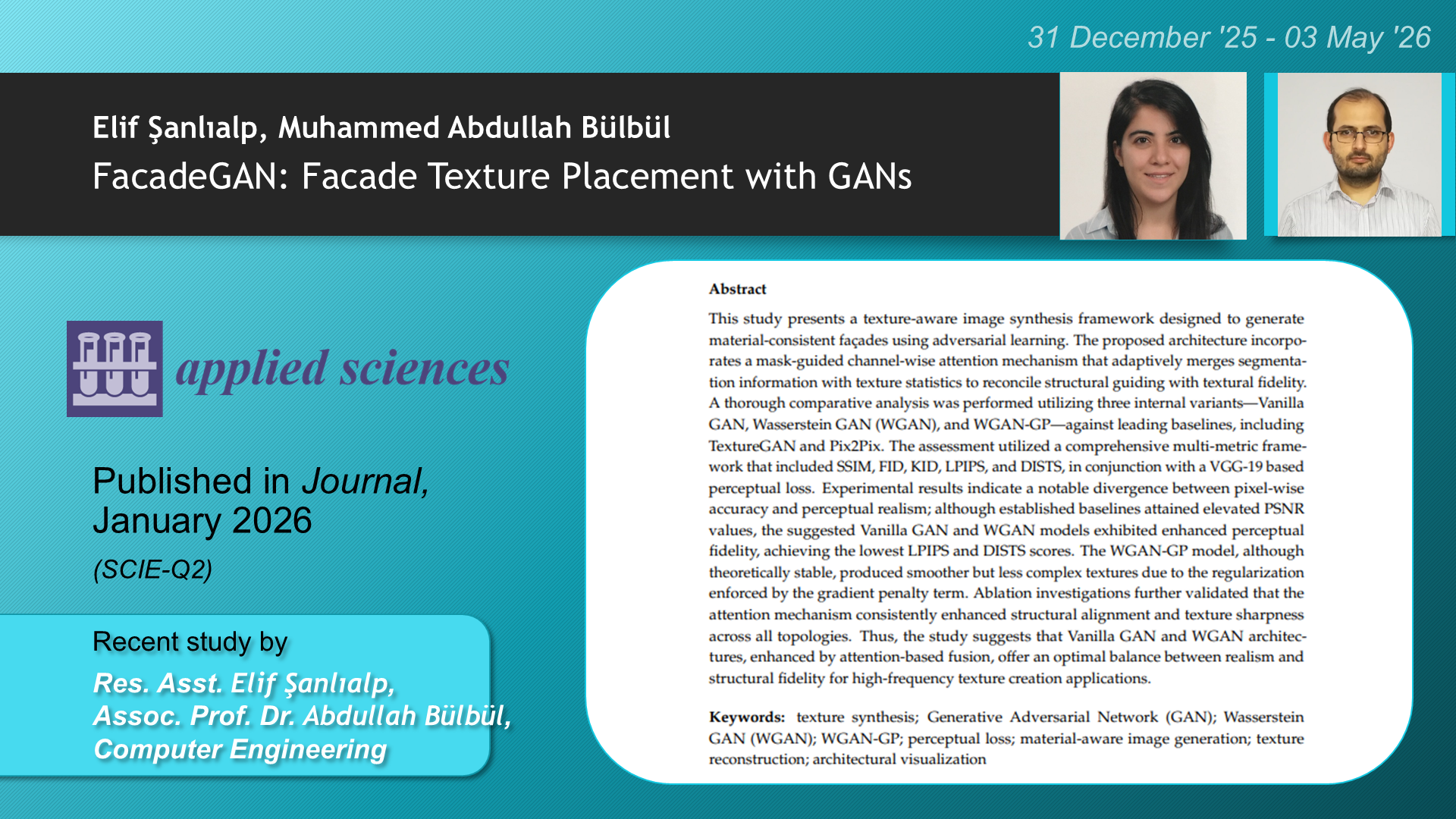 FacadeGAN: Facade Texture Placement with GANs adlı Elif Şanlıalp, Muhammed Abdullah Bulbul tarafından yapılan çalışma görseli