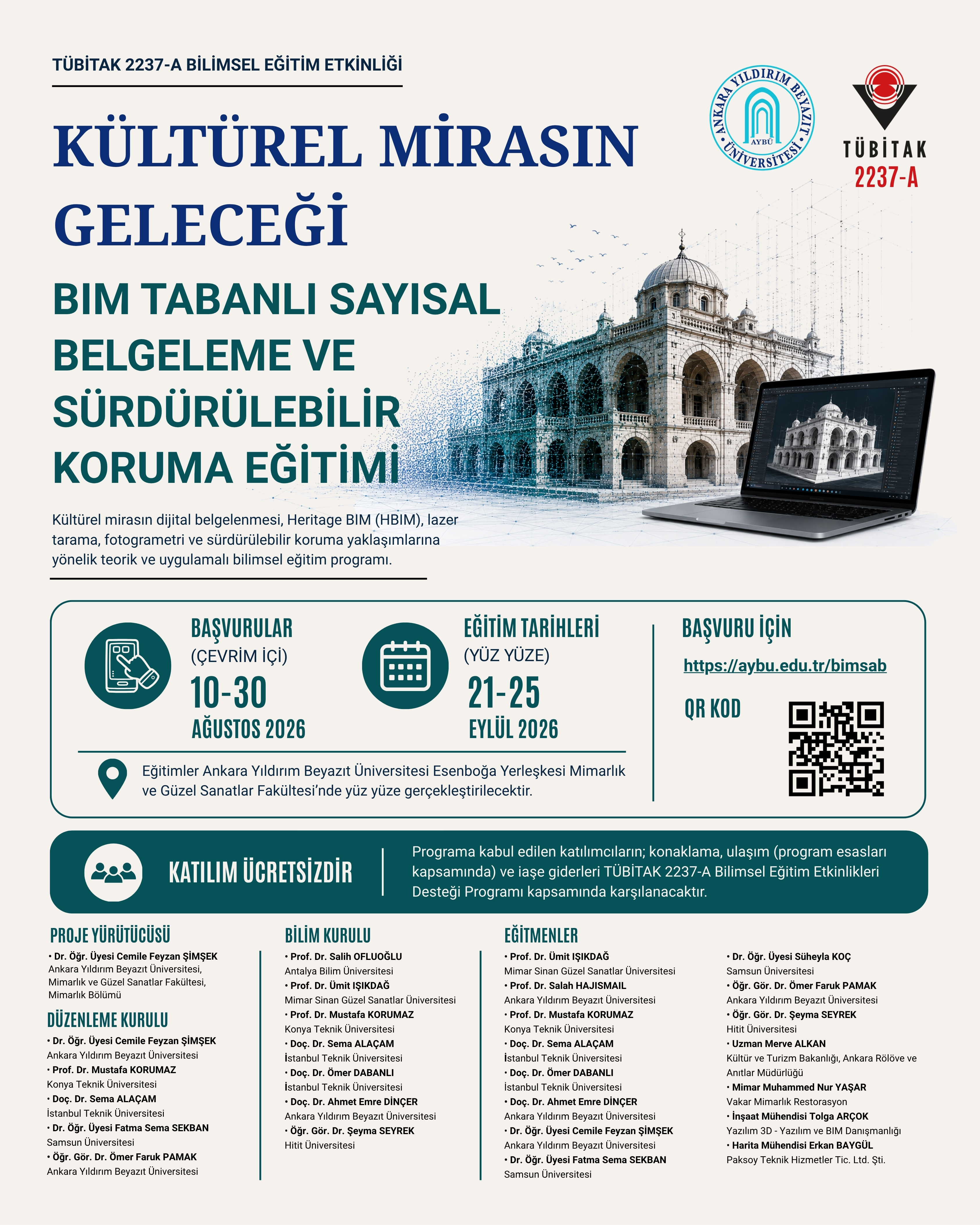 TÜBİTAK 2237-A “Kültürel Mirasın Geleceği: BIM Tabanlı Sayısal Belgeleme ve Sürdürülebilir Koruma Eğitimi” Başvuruları Başladı