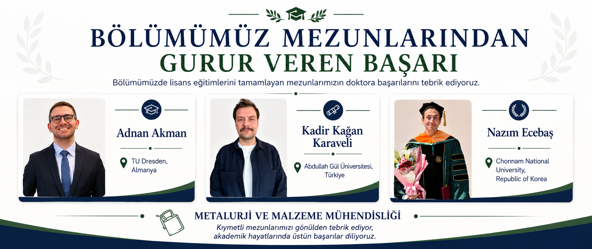 Doktora derecesi alan mezunlarimiz.