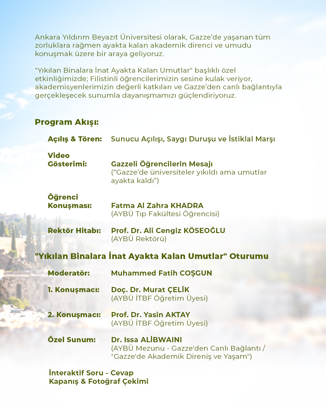 gazze için bilim kafe etkinlikleri 