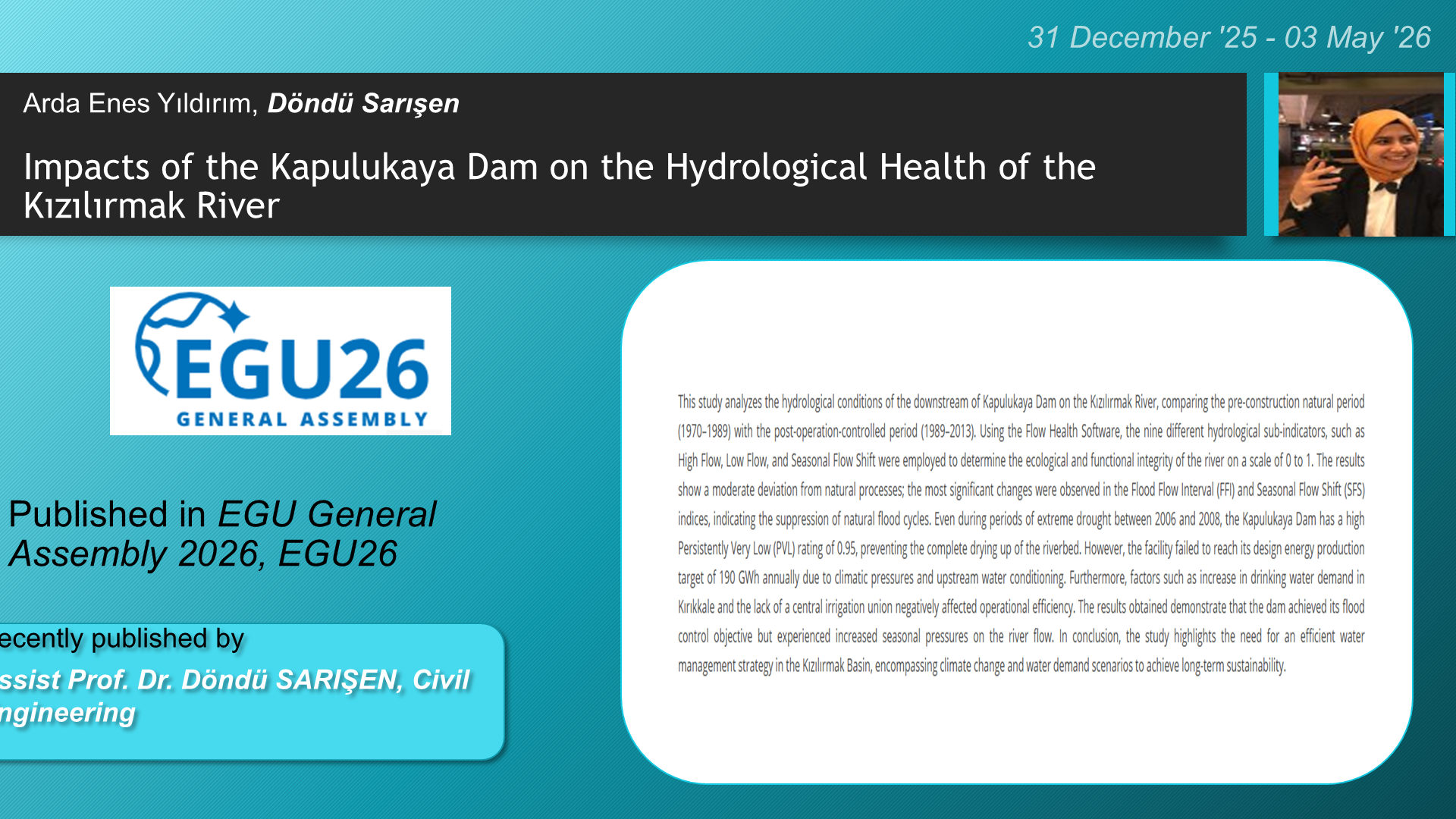 Impacts of the Kapulukaya Dam on the Hydrological Health of the Kızılırmak River adlı Arda Enes Yıldırım, Döndü Sarışen tarafından yapılan çalışma görseli