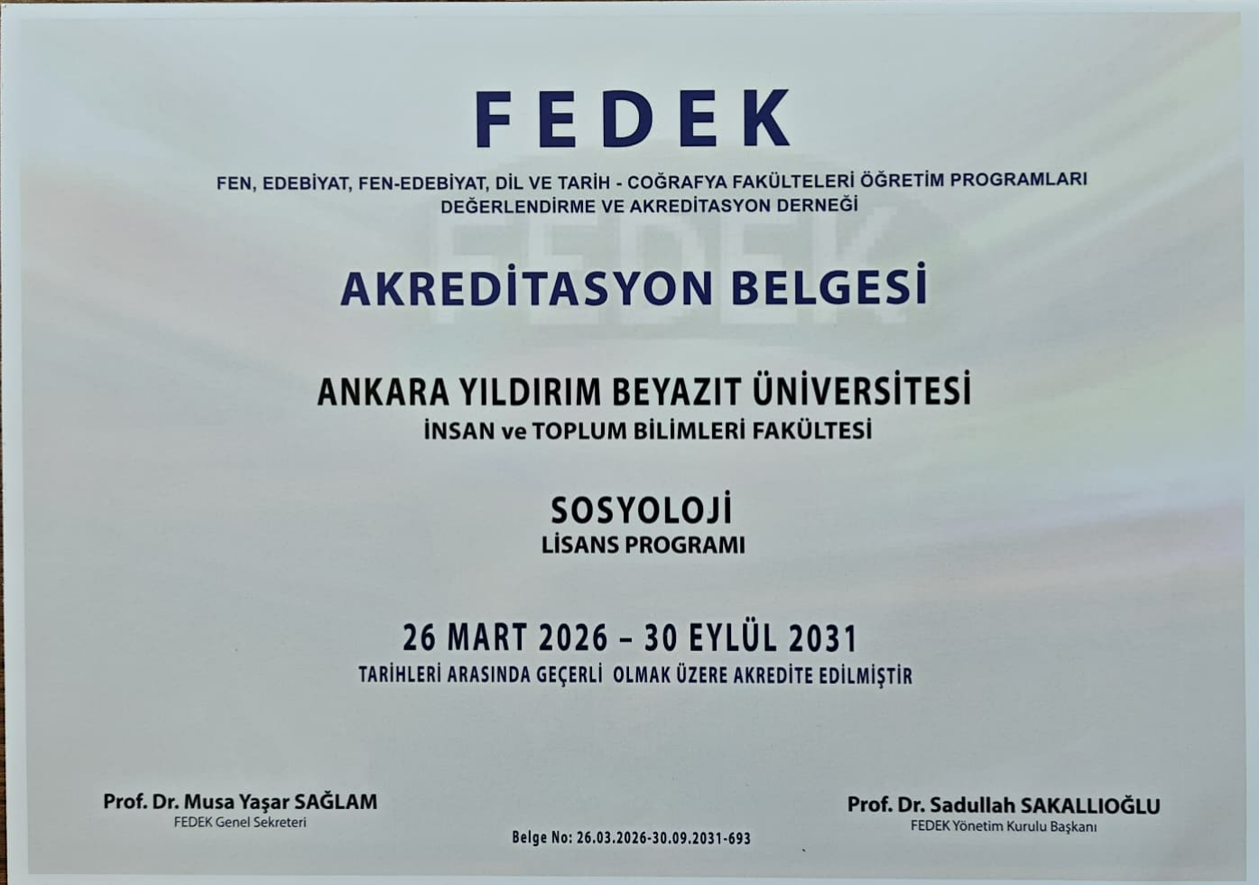 Akreditasyon Belgesi