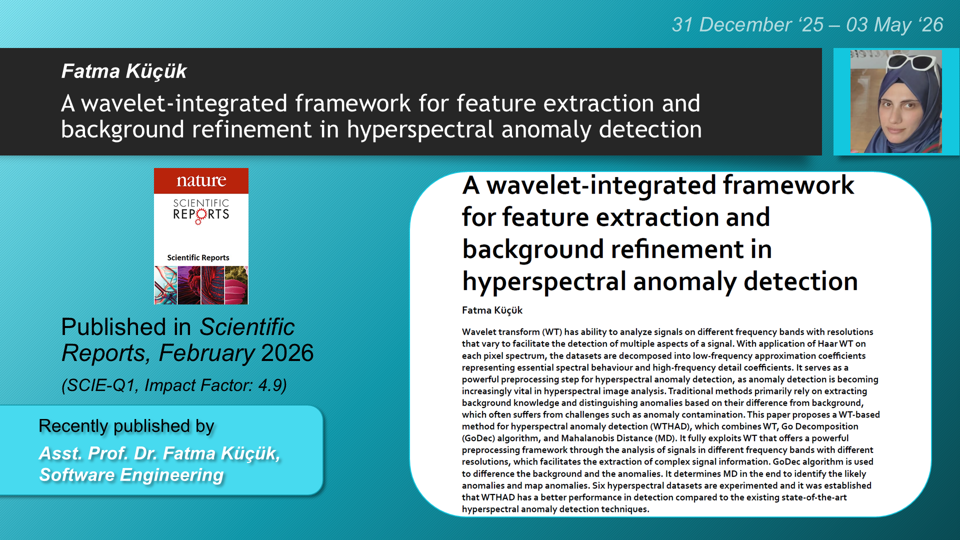 A wavelet-integrated framework for feature extraction and background refinement in hyperspectral anomaly detection adlı Fatma Küçük tarafından yapılan çalışma görseli