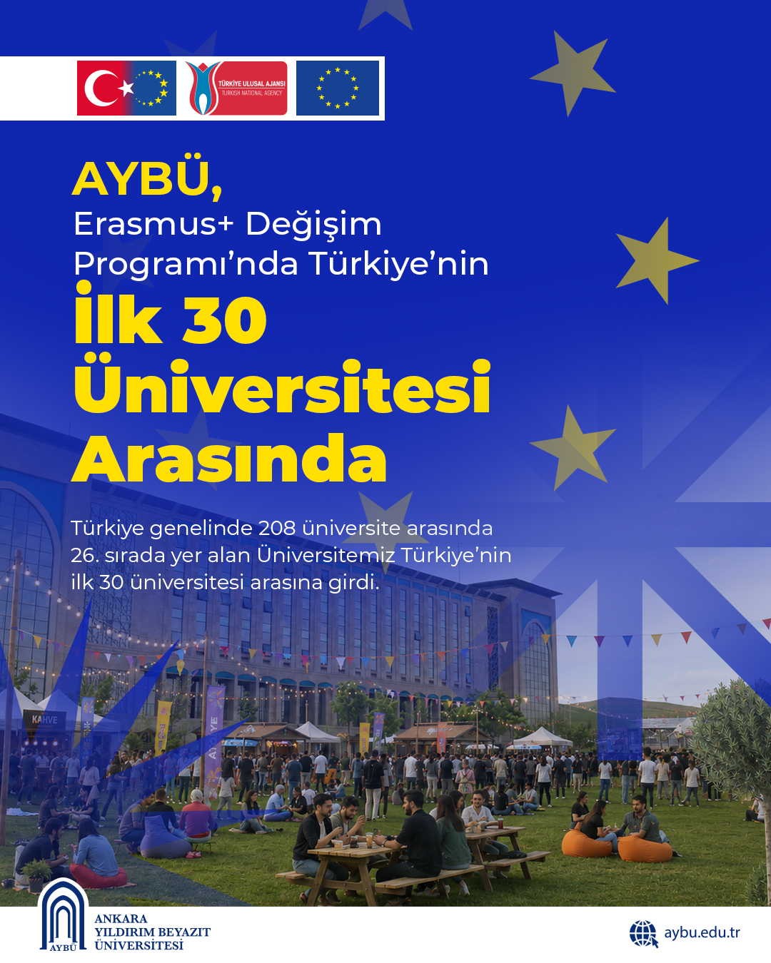 aybü erasmus değişim programında türkiyenin ilk otuzunda