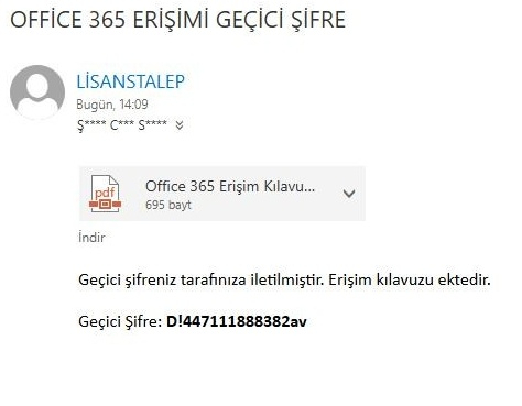 geçici parola alımı