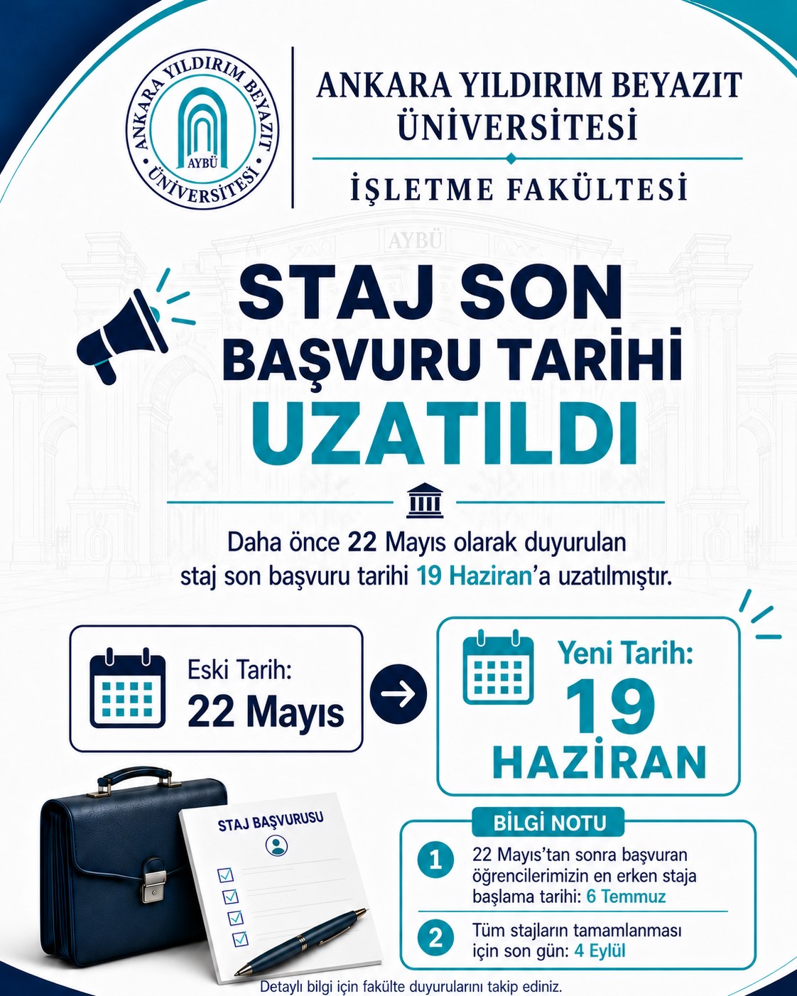 staj başvuru tarihi duyurusu