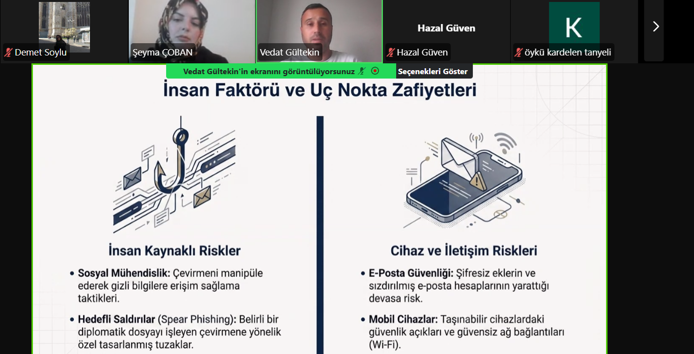 Online sunum esnasında alınmış bir ekran görüntüsü