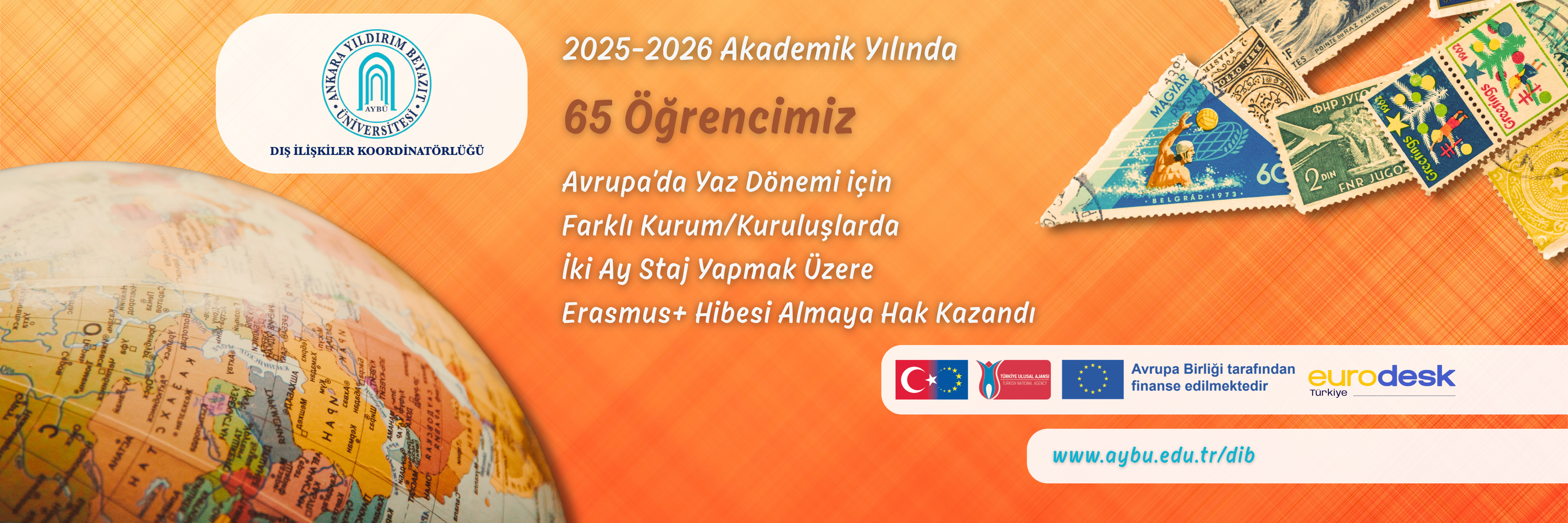 2025-2026 akademik yılında Erasmus staj hareketliliği gerçekleştiren öğrenci sayısına dair bir görseldir.