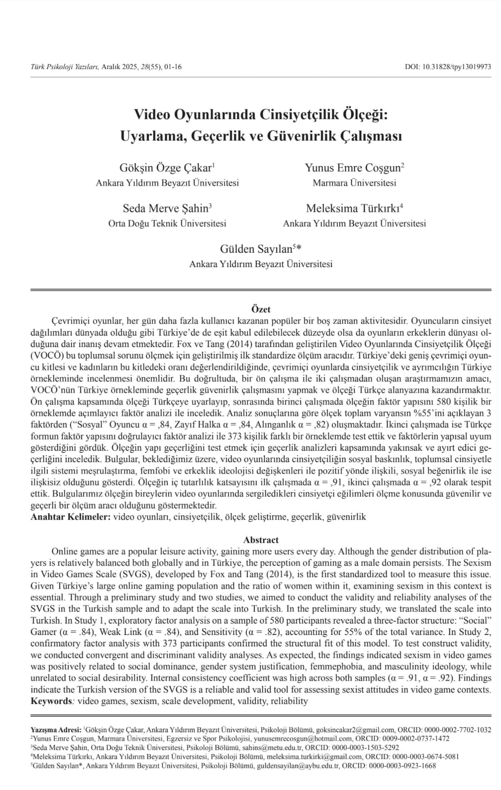 AYBÜ Öğrencilerinin Makalesi Yayınlandı