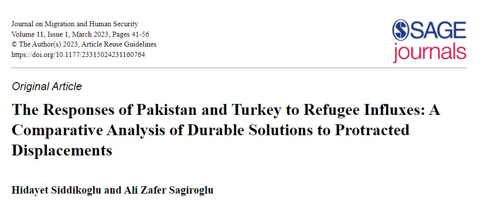 Yeni Yayın: “The Responses of Pakistan and Turkey to Refugee Influxes: A Comparative Analysis of Durable Solutions to Protracted Displacements” 