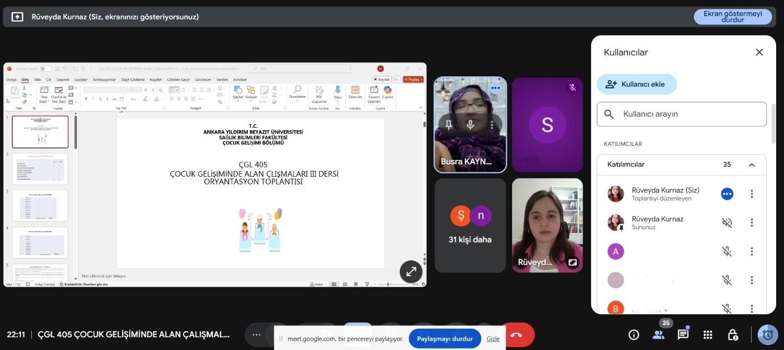 "ÇGL 405 Çocuk Gelişiminde Alan Çalışmaları III Bilgilendirme Toplantısı" 30.09.2025 tarihinde gerçekleştirilmiştir.