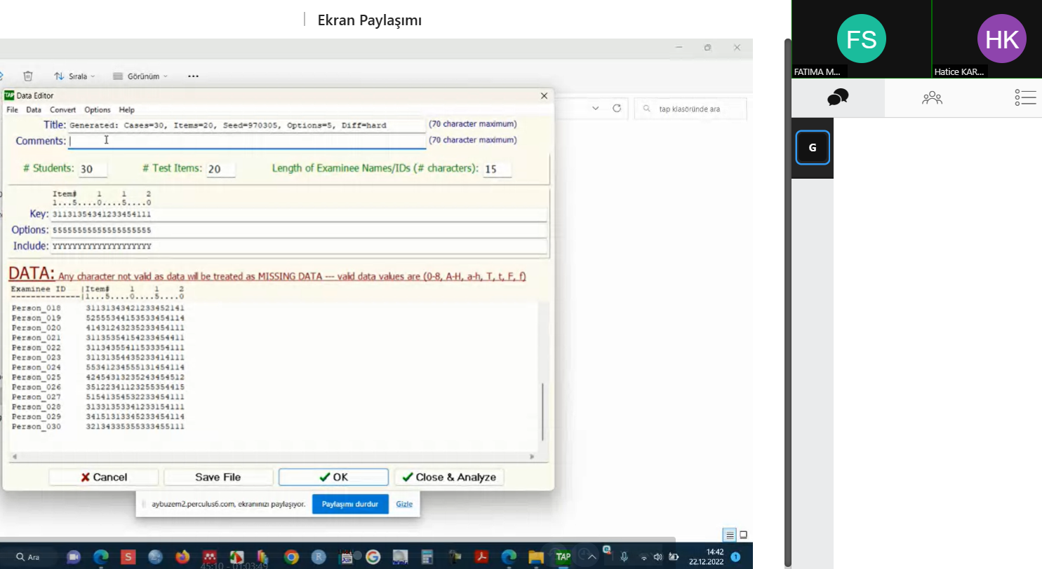 AYBÜ ÖĞMER Bünyesinde Ölçme ve Değerlendirme Eğitimi kapsamında "Madde Analizi ve TAP Programı üzerinde uygulamaları" eğitimi verildi.