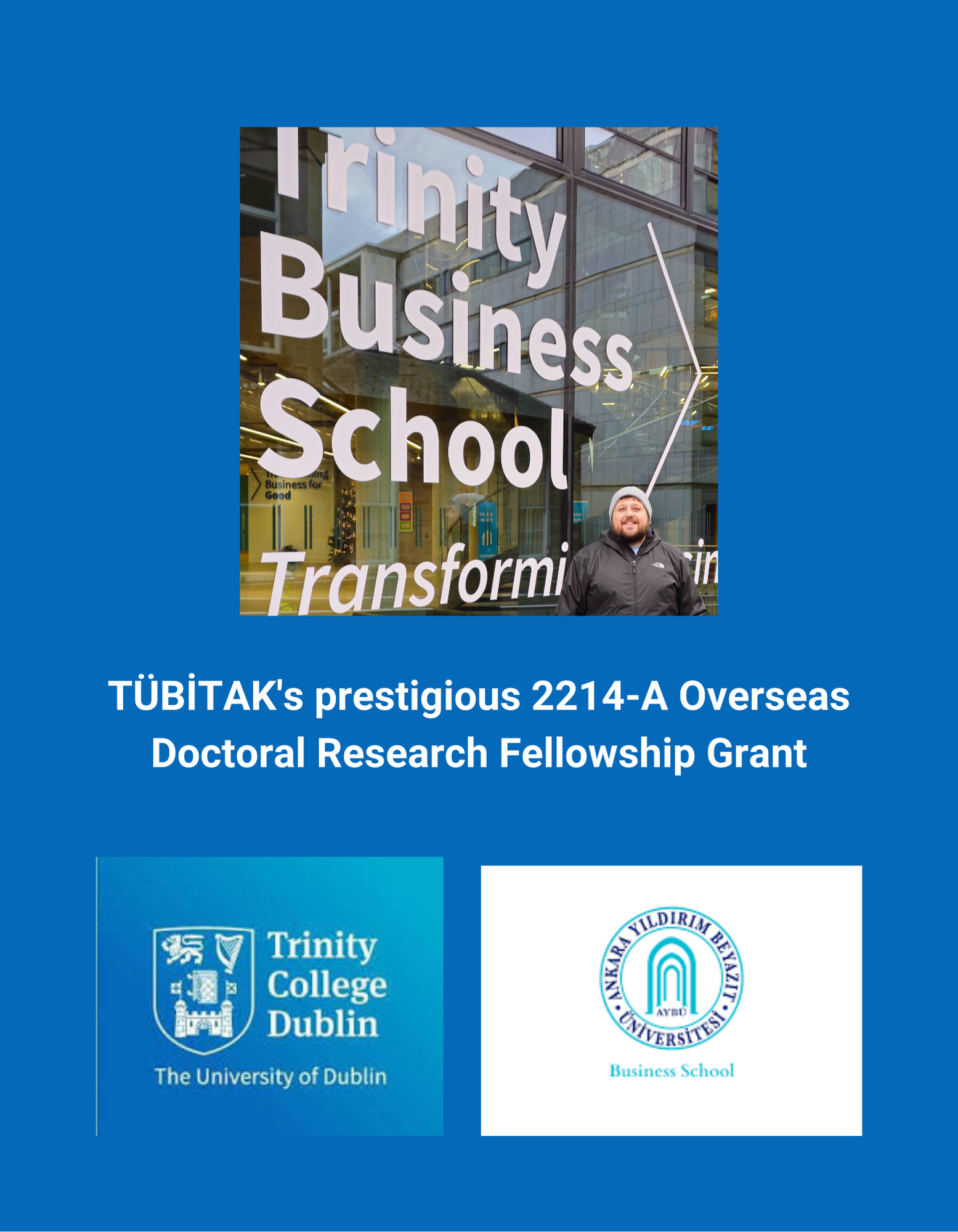 Bölümümüz Araştırma Görevlisinden Büyük Başarı! TÜBİTAK 2214-A Bursu ile Trinity College Dublin'de Araştırma Yapacak!