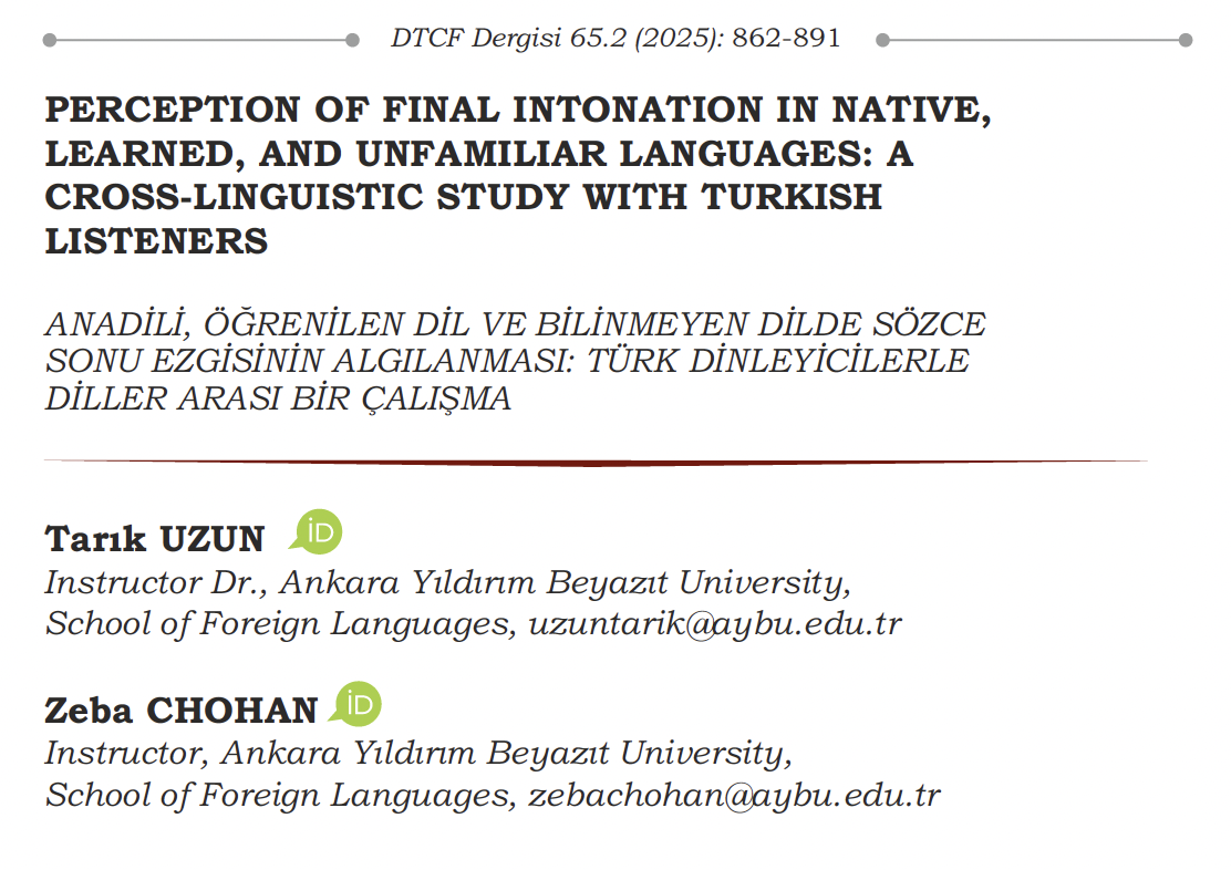 Yüksekokulumuz Öğretim Görevlilerinin Sesletim Makalesi Yayımlandı