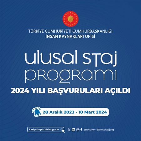 Ulusal Staj Programı 2024 Yılı Başvuruları Başladı.