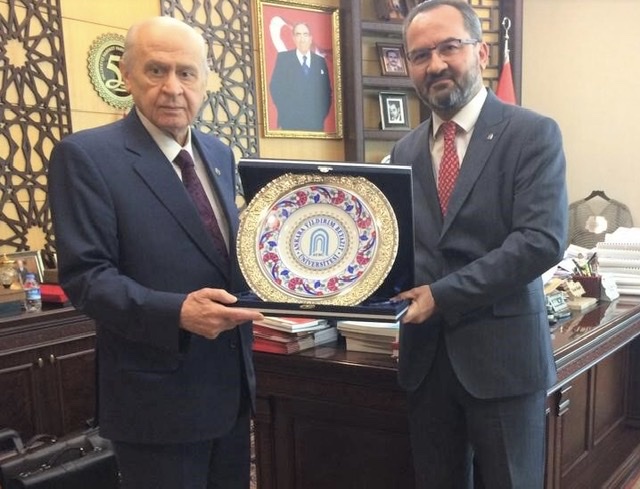 Rektörümüz MHP Genel Başkanı Sayın Dr. Devlet Bahçeli’ye Makamında Geçmiş Olsun Ziyaretinde Bulundu