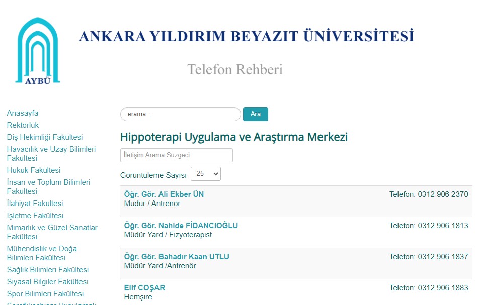 MERKEZİMİZİN TELEFON NUMARALARI AYBÜ İLETİŞİM REHBERİNDE