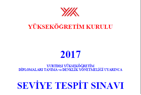 Sonbahar Dönemi 2017 Seviye Tespit Sınavı Giriş Bilgileri