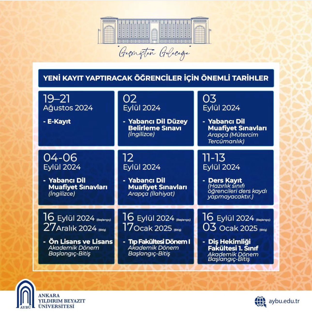 Yeni Kayıt Yaptıracak Öğrencilerimiz için Önemli Tarihler