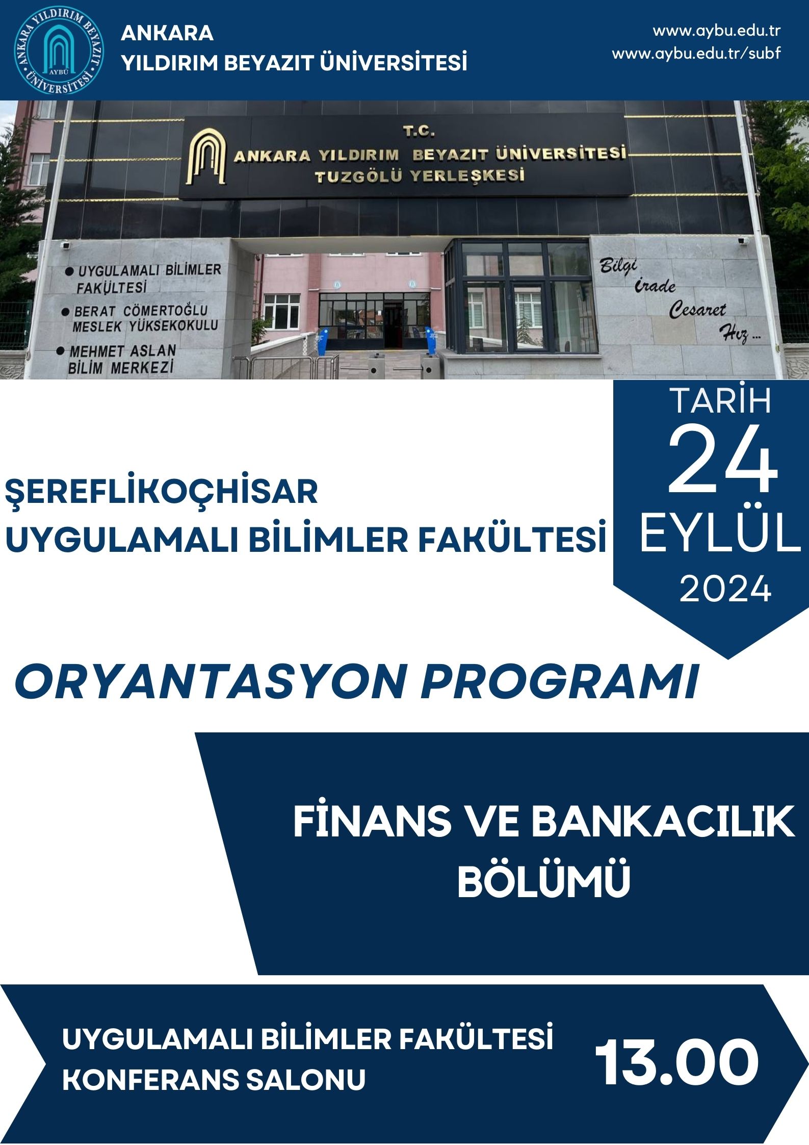 2024-2025 Eğitim Öğretim Yılı Finans ve Bankacılık Bölümü Oryantasyon Programı