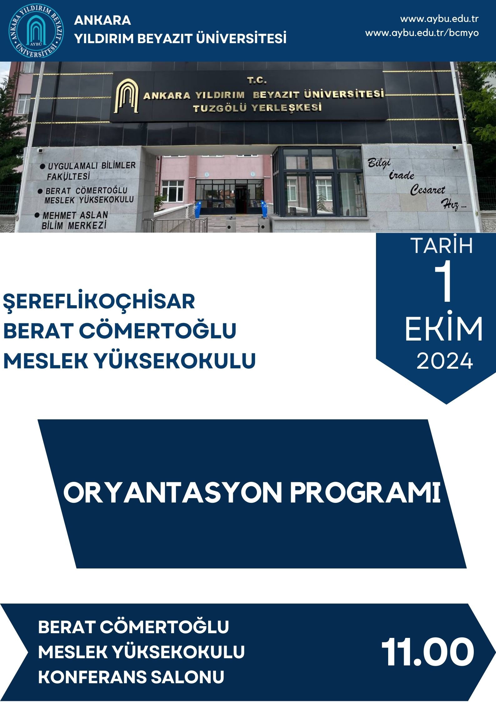 2024-2025 Eğitim Öğretim Yılı Şereflikoçhisar Berat Cömertoğlu Meslek Yüksekokulu Oryantasyon Programı