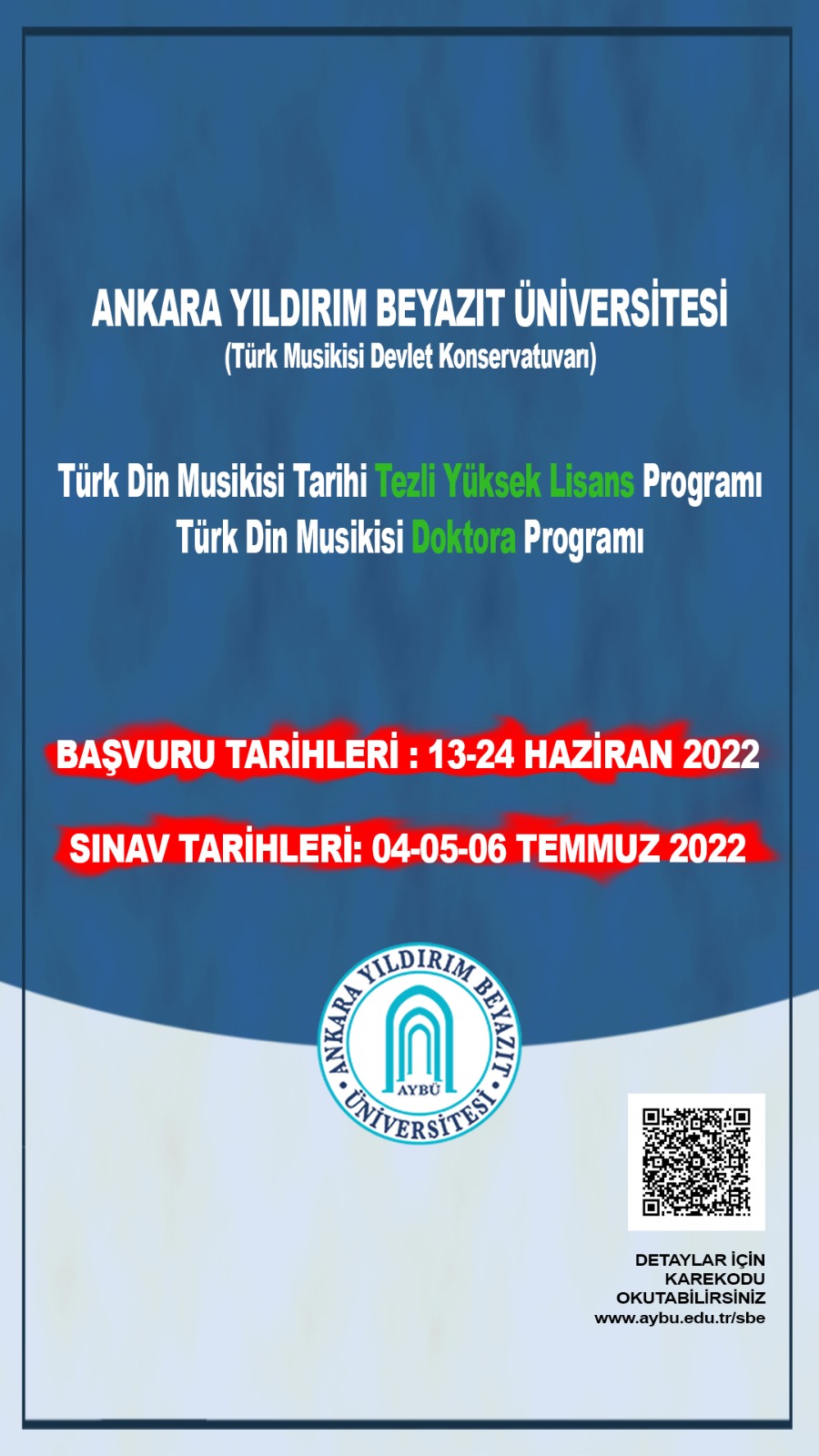 KONSERVATUVARIMIZA LİSANSÜSTÜ ÖĞRENCİ ALIMI YAPILACAKTIR. 