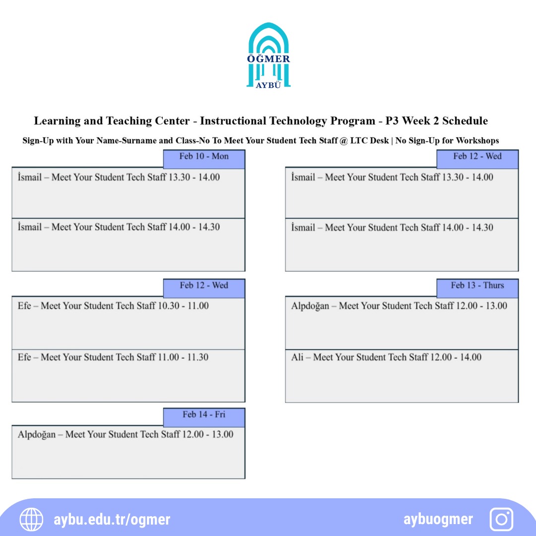 LTC Instructional Technology Program - Period 3 Week 2 Schedule