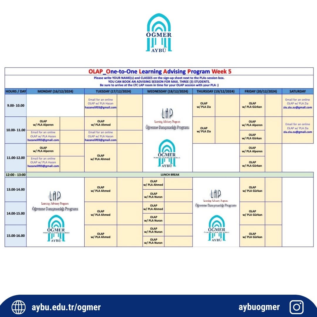 OLAP schedule for PLAs aboard! 