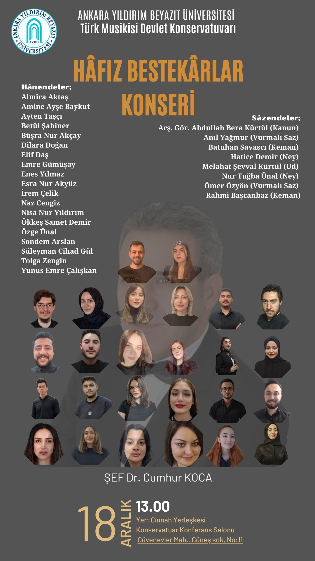 KONSERVATUVARIMIZDA "HAFIZ BESTEKARLAR" KONSERİ GERÇEKLEŞTİRİLECEKTİR.