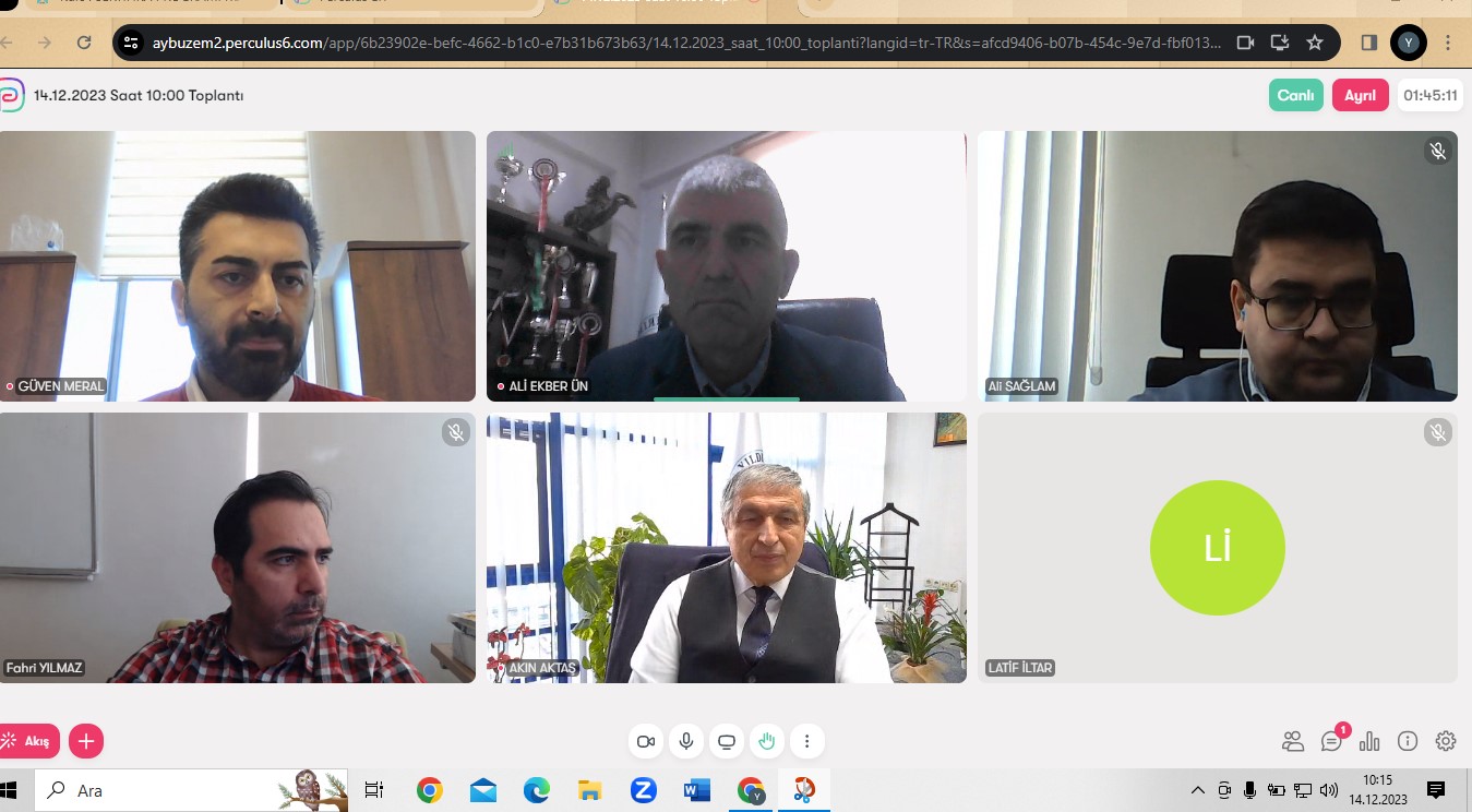 AYBÜ EĞİTİM VE SERTİFİKA KOMİSYONU REKTÖR YARDIMCISI PROF.DR. AKIN AKTAŞ HOCAMIZ BAŞKANLIĞINDA HİPPOTERAPİ MÜDÜRÜ ÖĞR. GÖR. ALİ EKBER ÜN HOCAMIZIN PROJE SUNUMU TOPLANTISINDA