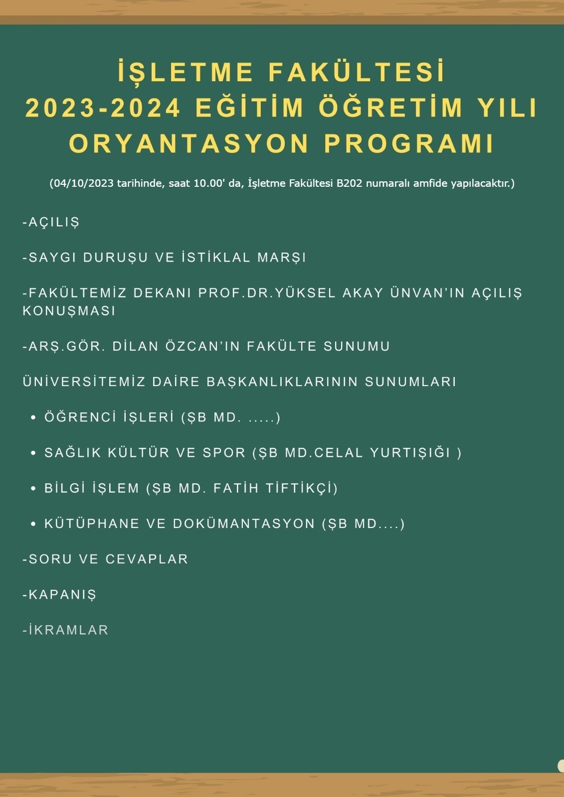 2023 - 2024 Akademik Yılı Oryantasyon Programı