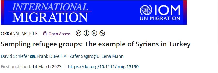 Yeni Yayın: "Sampling refugee groups: The example of Syrians in Turkey"