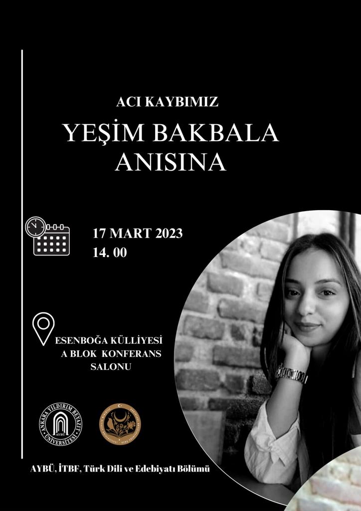 Yeşim BAKBALA Anısına Buluşma Gerçekleştirilecektir.