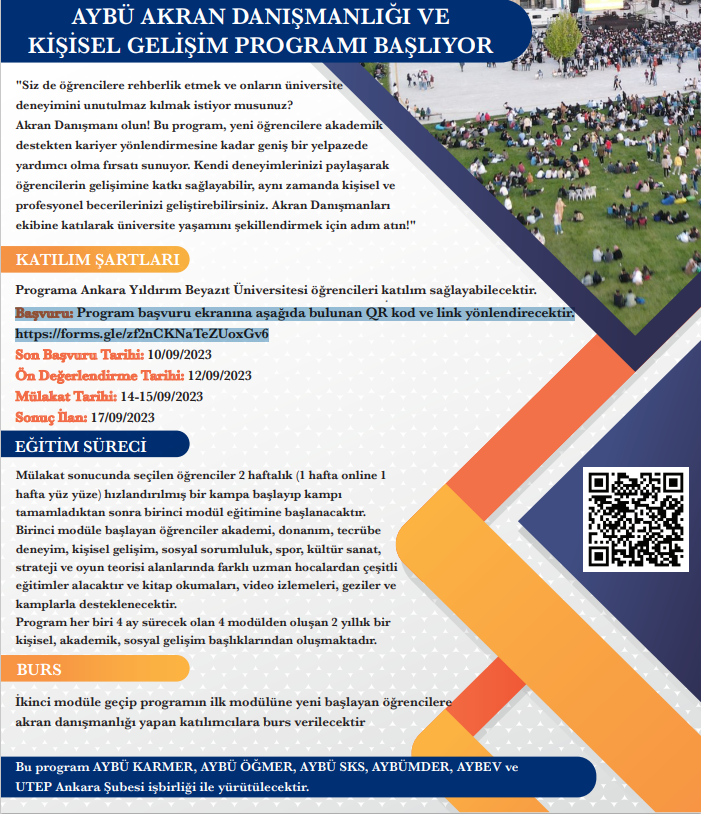 AYBÜ AKRAN DANIŞMANLIĞI VE KİŞİSEL GELİŞİM PROGRAMI BAŞLIYOR