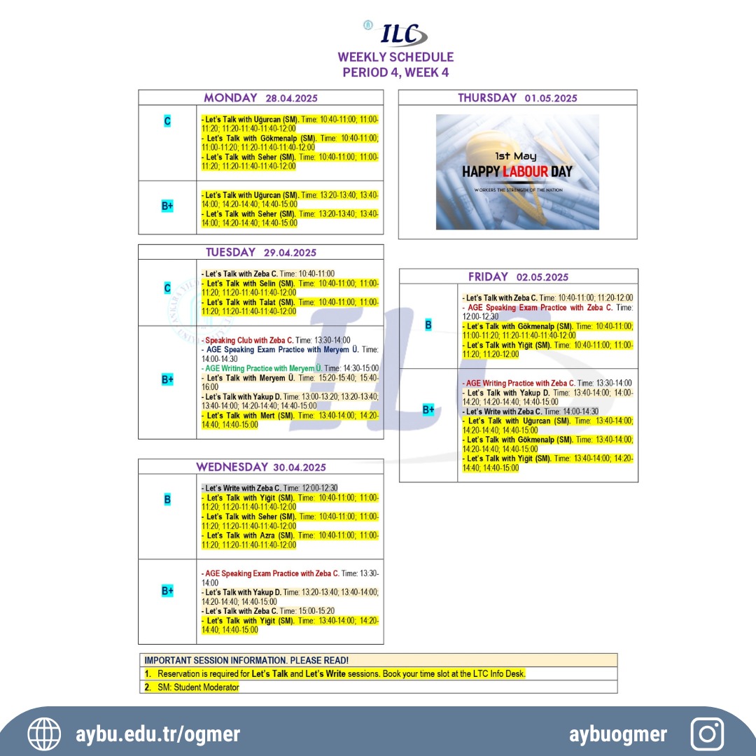 ILC Weekly Schedule P4 - W4