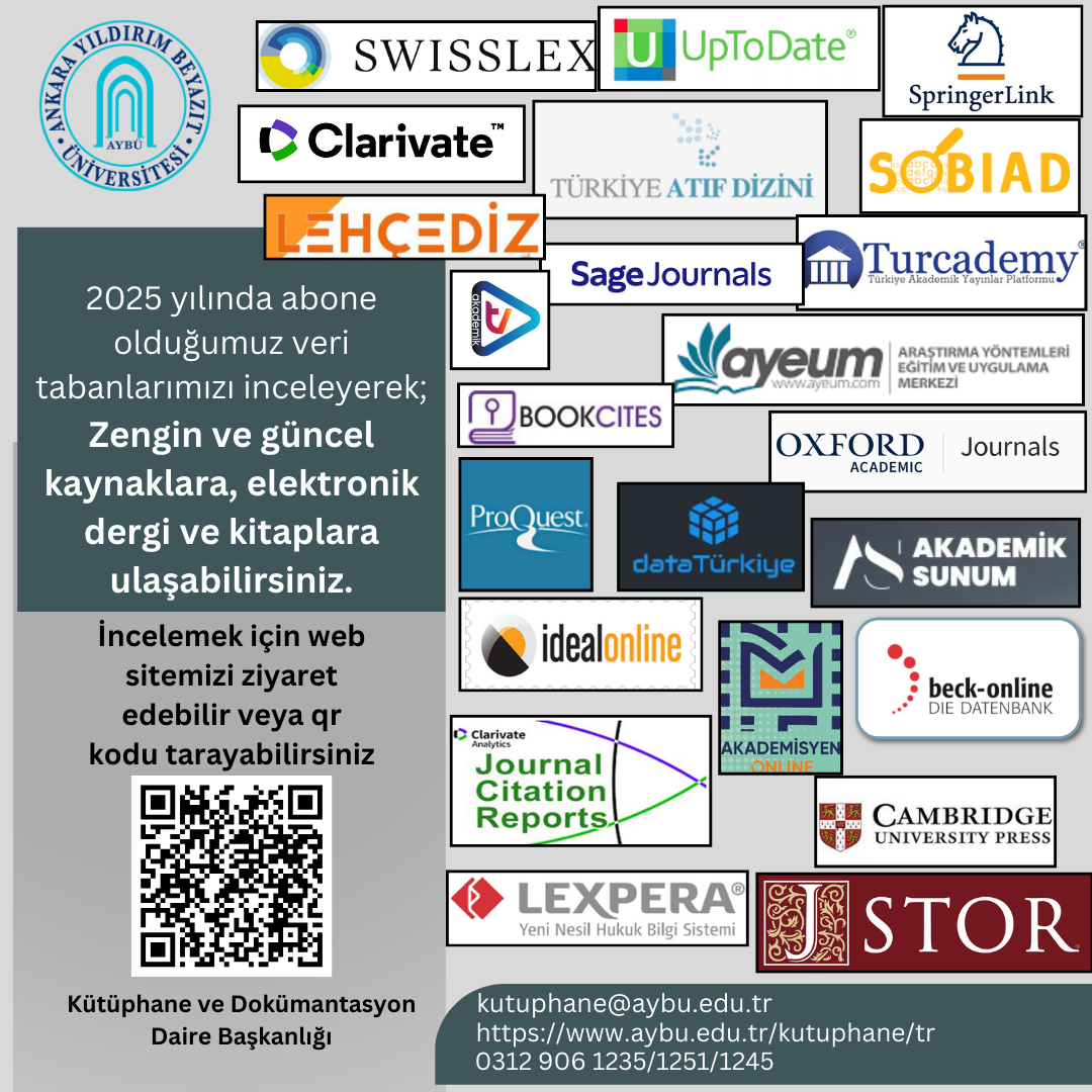2025 yılı için abone olduğumuz veri tabanları erişime açılmıştır. Detaylar için tıklayınız.