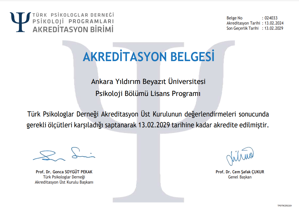 AYBU Psychology Undergraduate Program Has Been Accredited for 5 Years