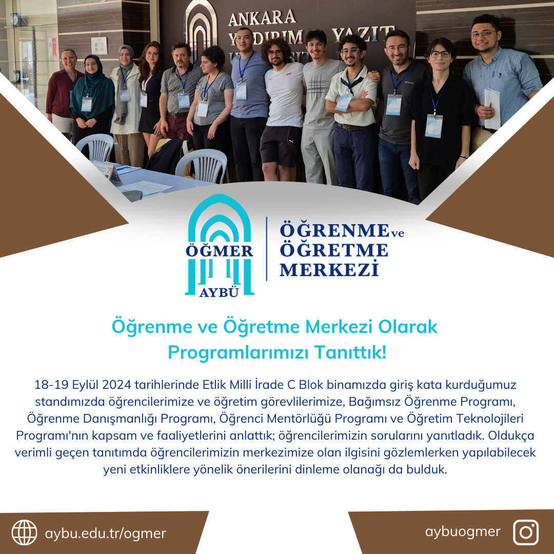 Öğrenme ve Öğretme Merkezi Olarak Programlarımızı Tanıttık!