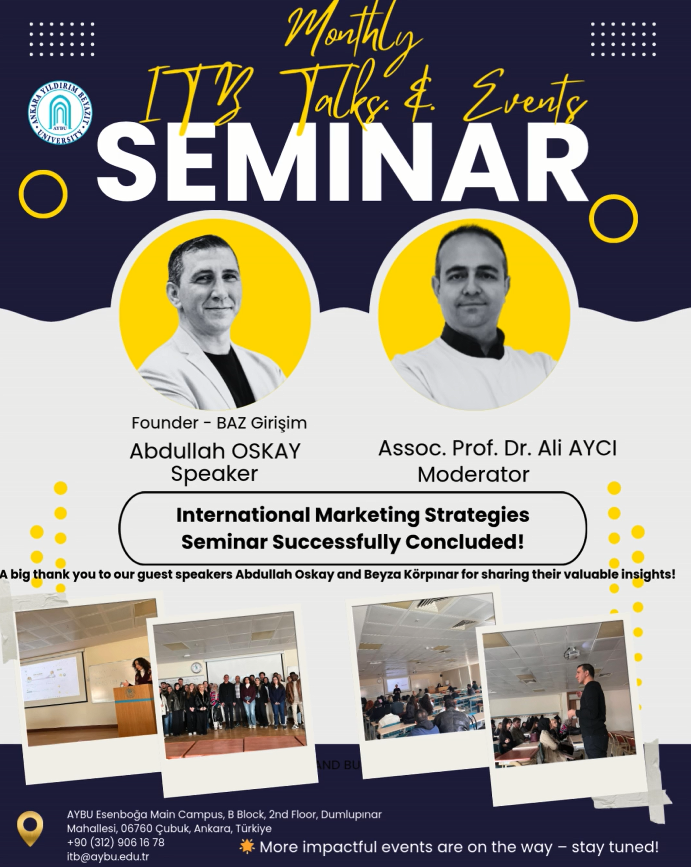 🌍 Uluslararası Pazarlama Stratejileri konulu ITB Seminerimiz harika geçti! 🚀