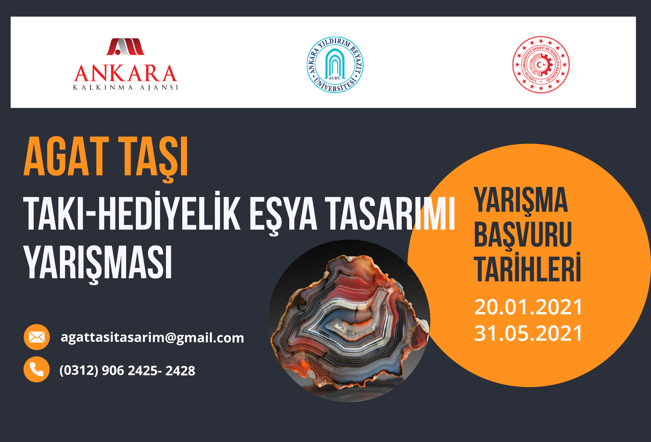 Agat Taşı Takı ve Hediyelik Eşya Tasarımı Yarışması için başvurular başlamıştır.