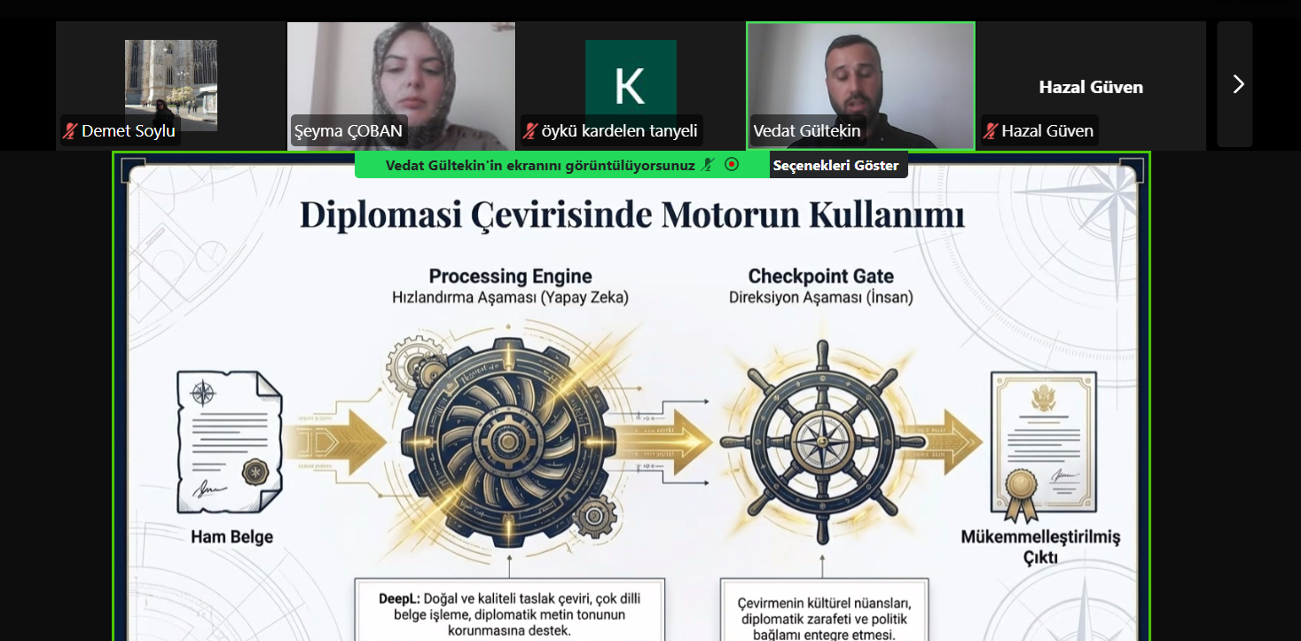 A screenshot of Vedat Gültekin during an online presentation