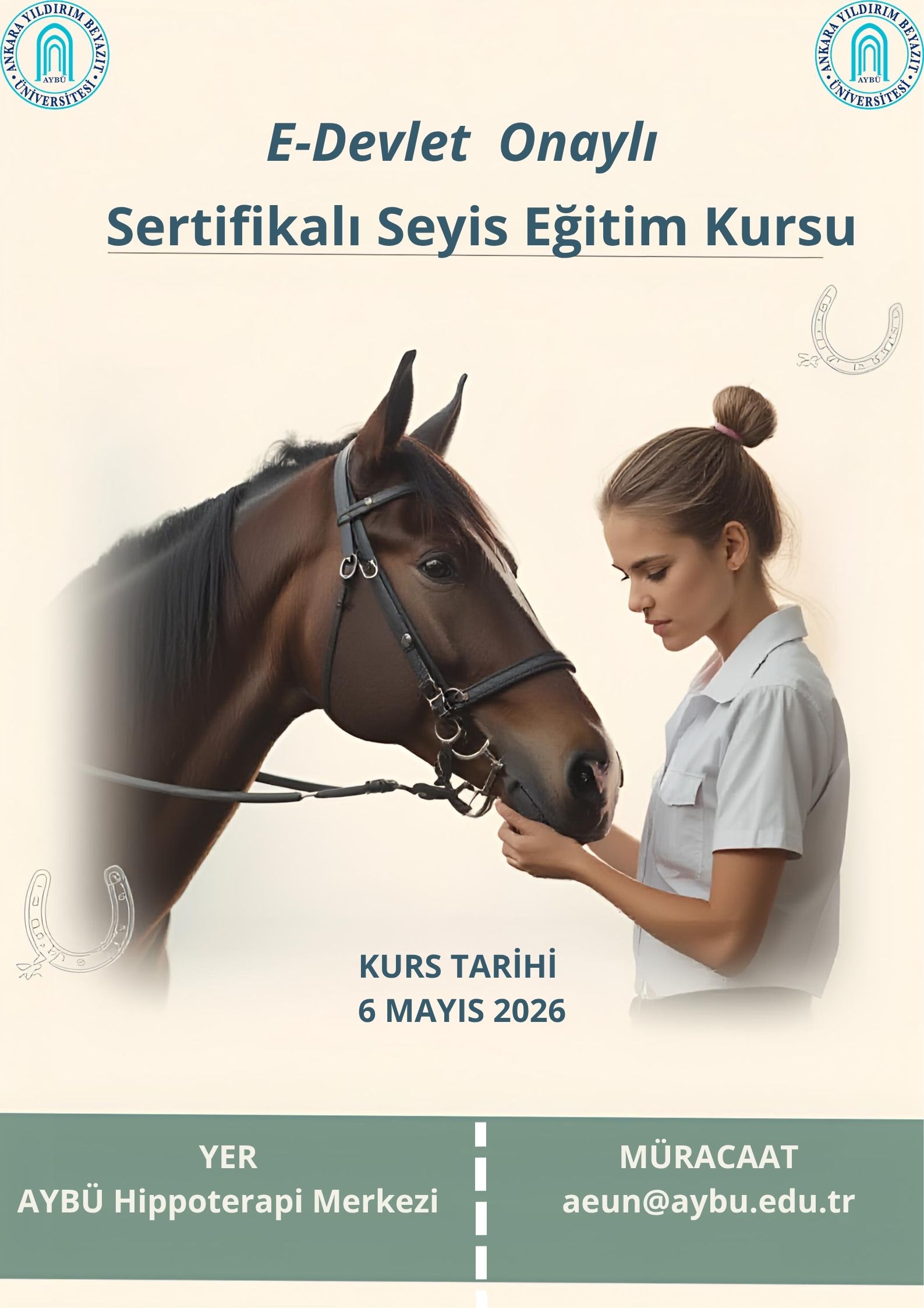 6 Mayıs 2026 Çarşamba Günü AYBÜ Hippoterapi Uygulama ve Araştırma Merkez' nde Seyis Eğitim Kursu Düzenlenecektir görseli