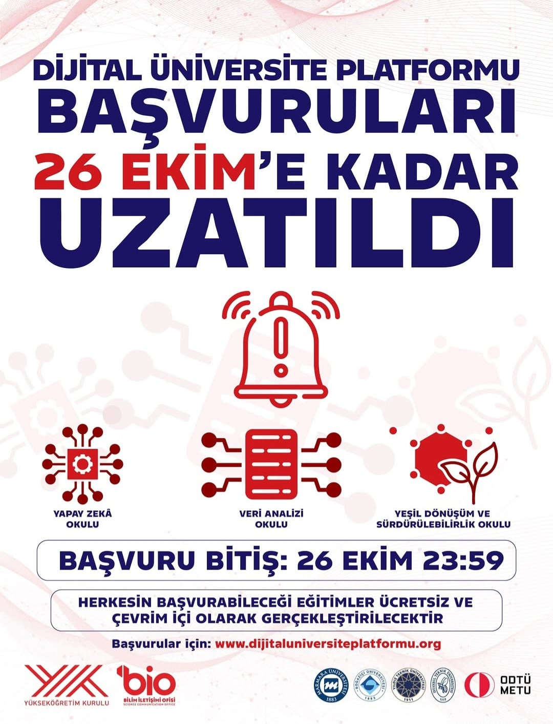 Dijital Üniversite Platformu Başvuruları 26 Ekim'e Kadar Uzatıldı